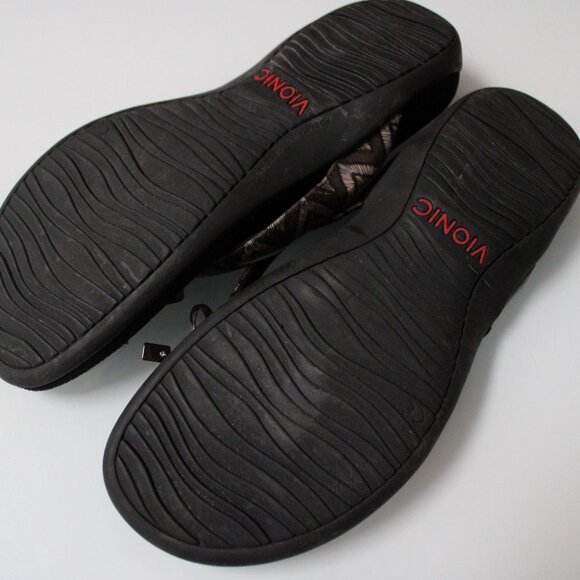 Vionic Sandal Womens Size 10 Geometrical Rest Bella II Toe Post Chevron Black - Picture 6 of 8
